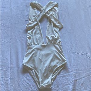 White one-piece swimsuit